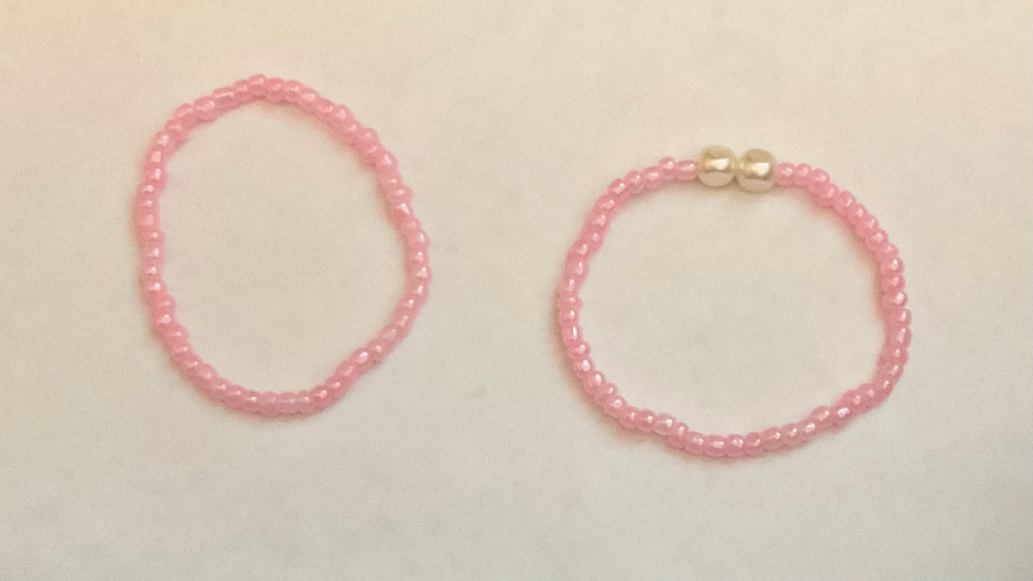 Pretty pink pearls seed bead bracelet set
