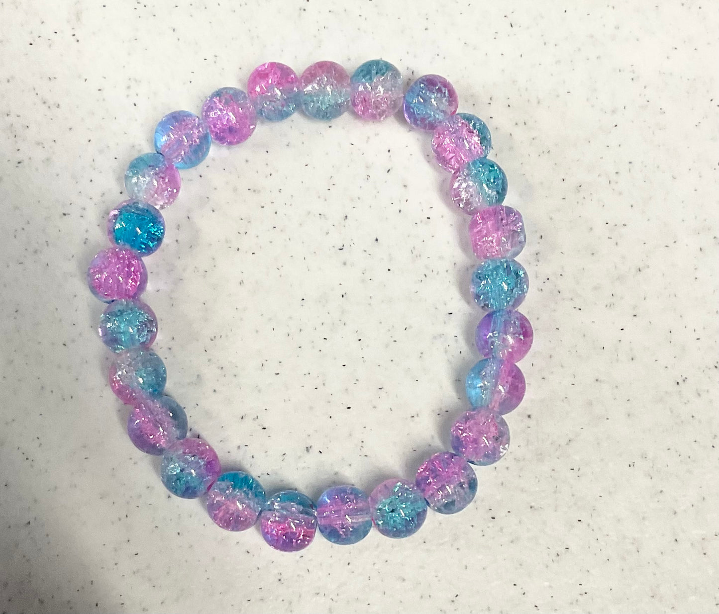 Cotton candy glass beaded bracelet