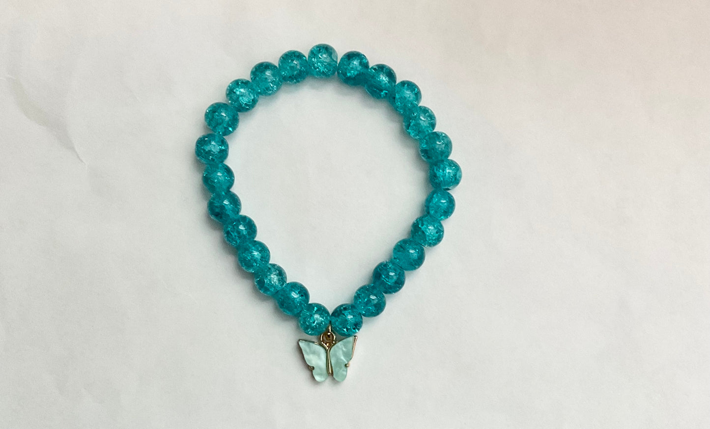 Ocean blue butterfly glass beaded bracelet